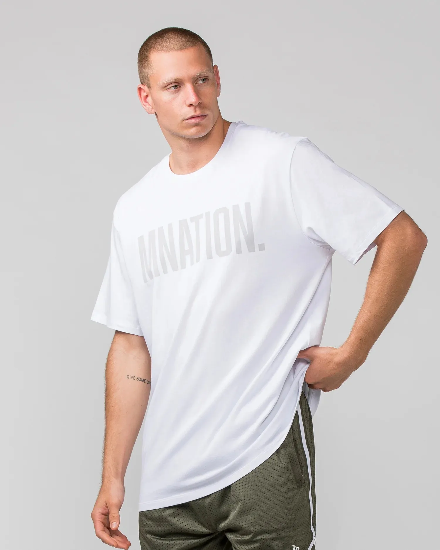 Muscle Nation | Oversized Tonal Tee - White