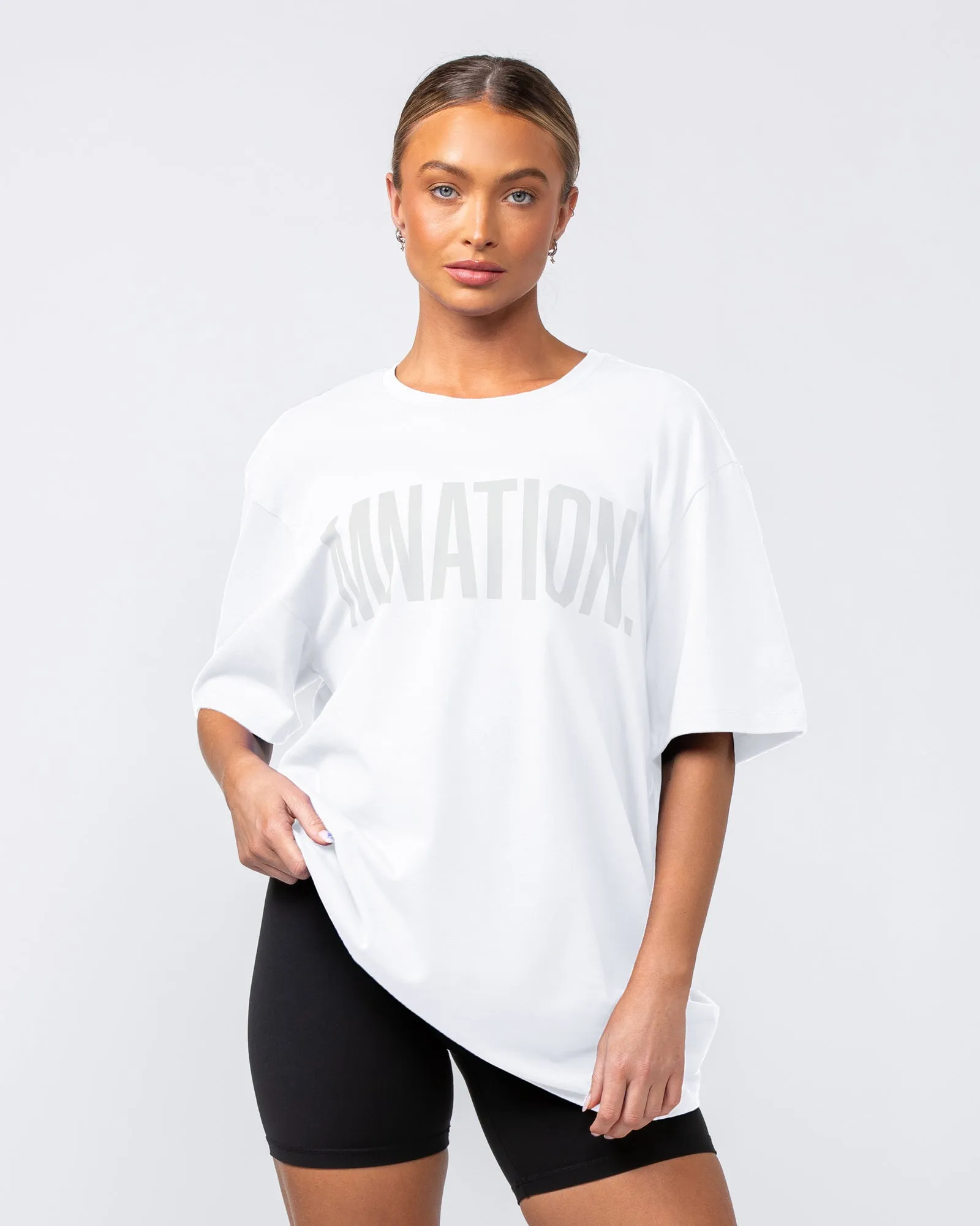 Muscle Nation | Oversized Tonal Tee - White