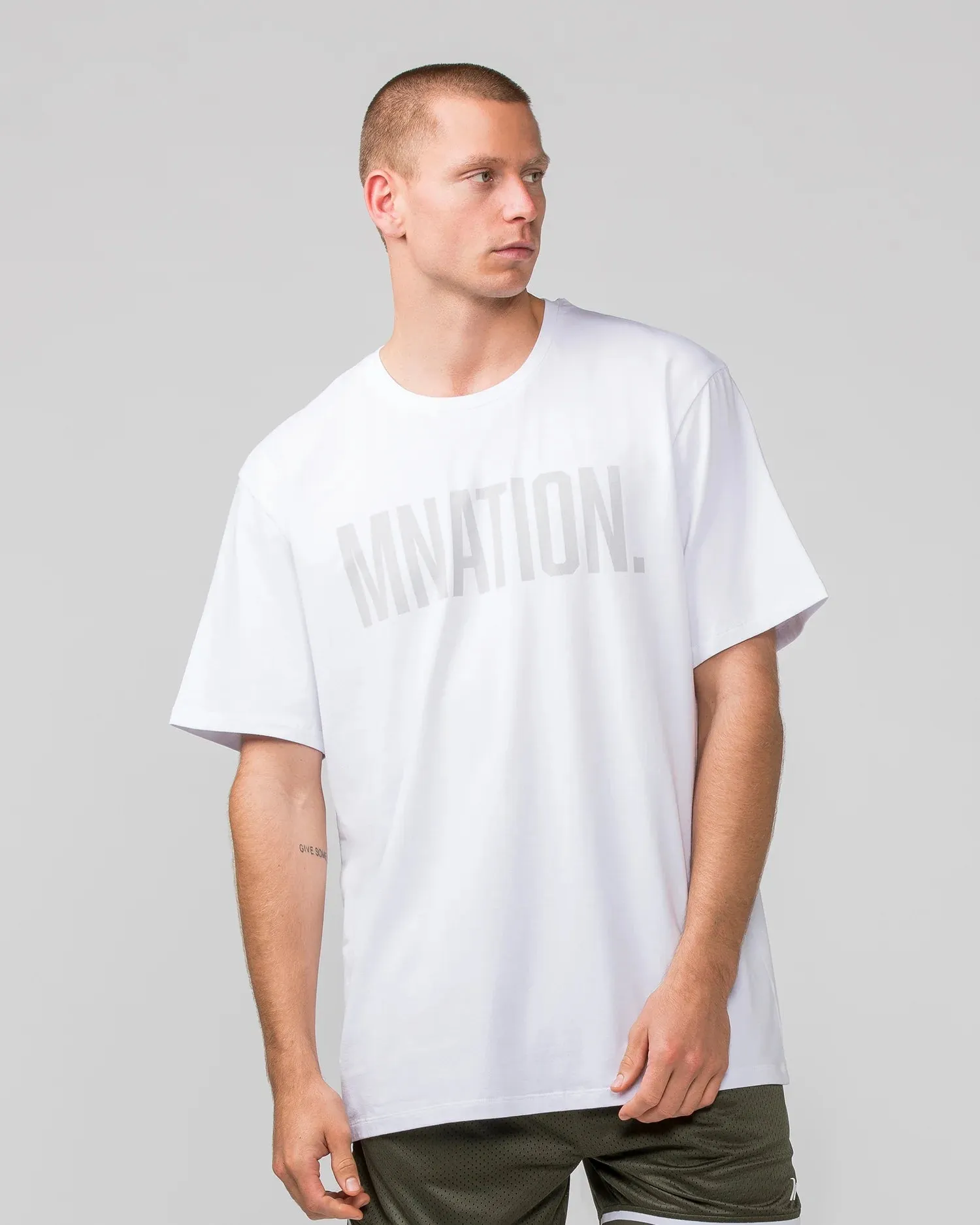Muscle Nation | Oversized Tonal Tee - White