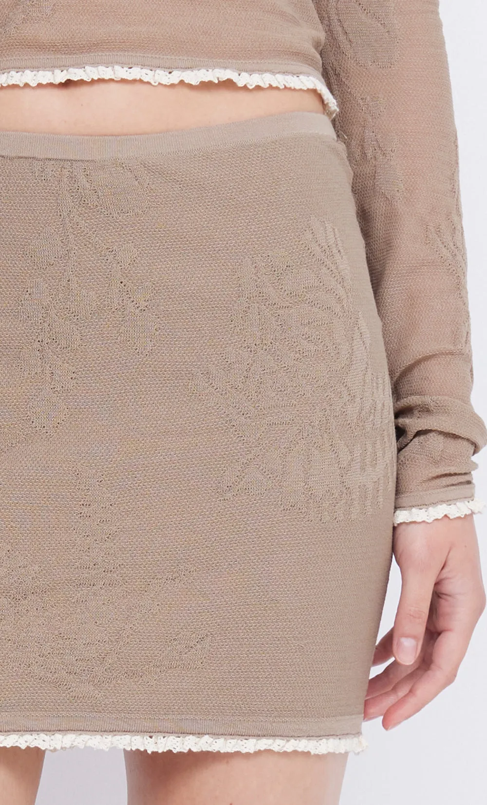 NAELLE KNIT MINI SKIRT - TAUPE