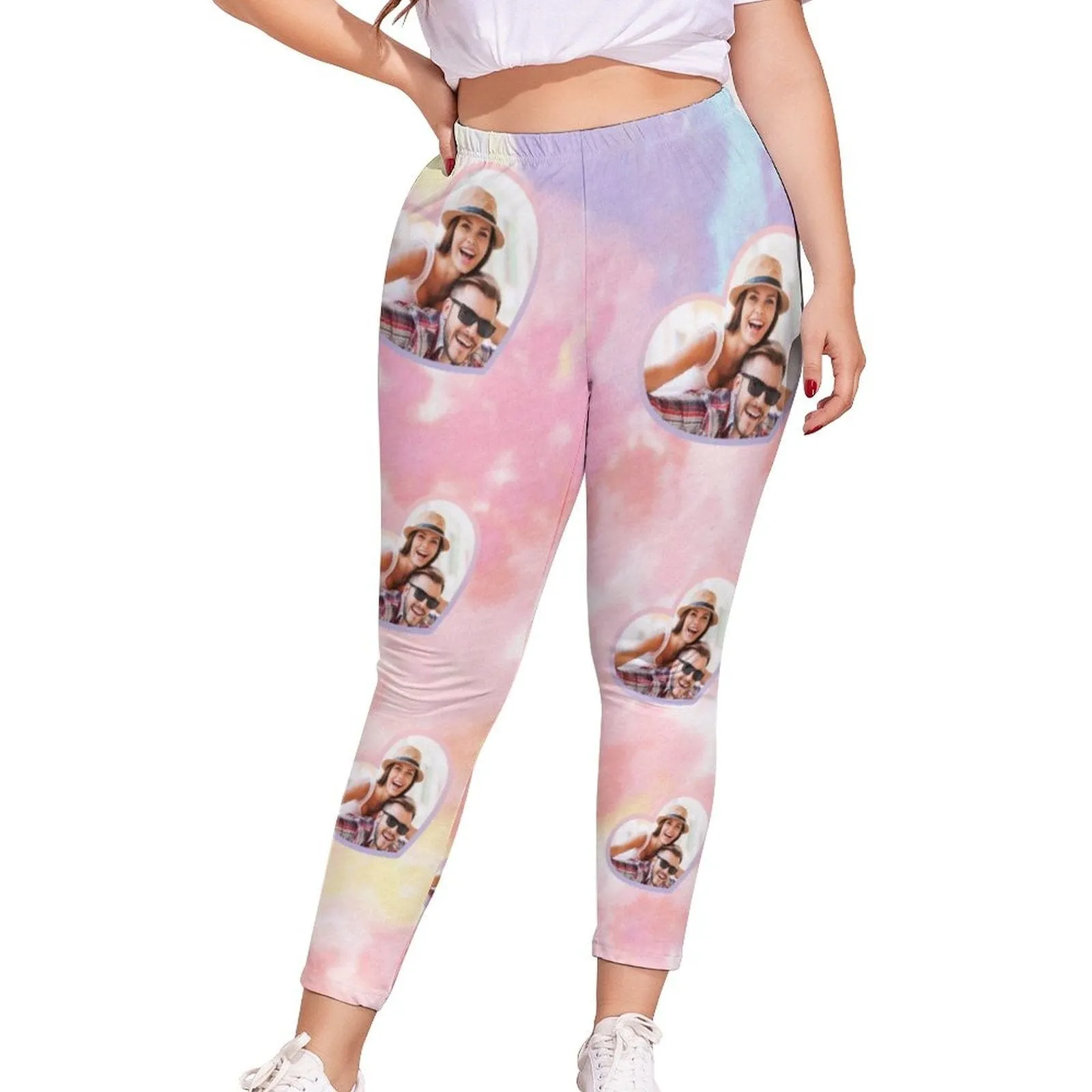 #Plus Size Custom Photo Colorful Women's Plus Size Stretch Leggings