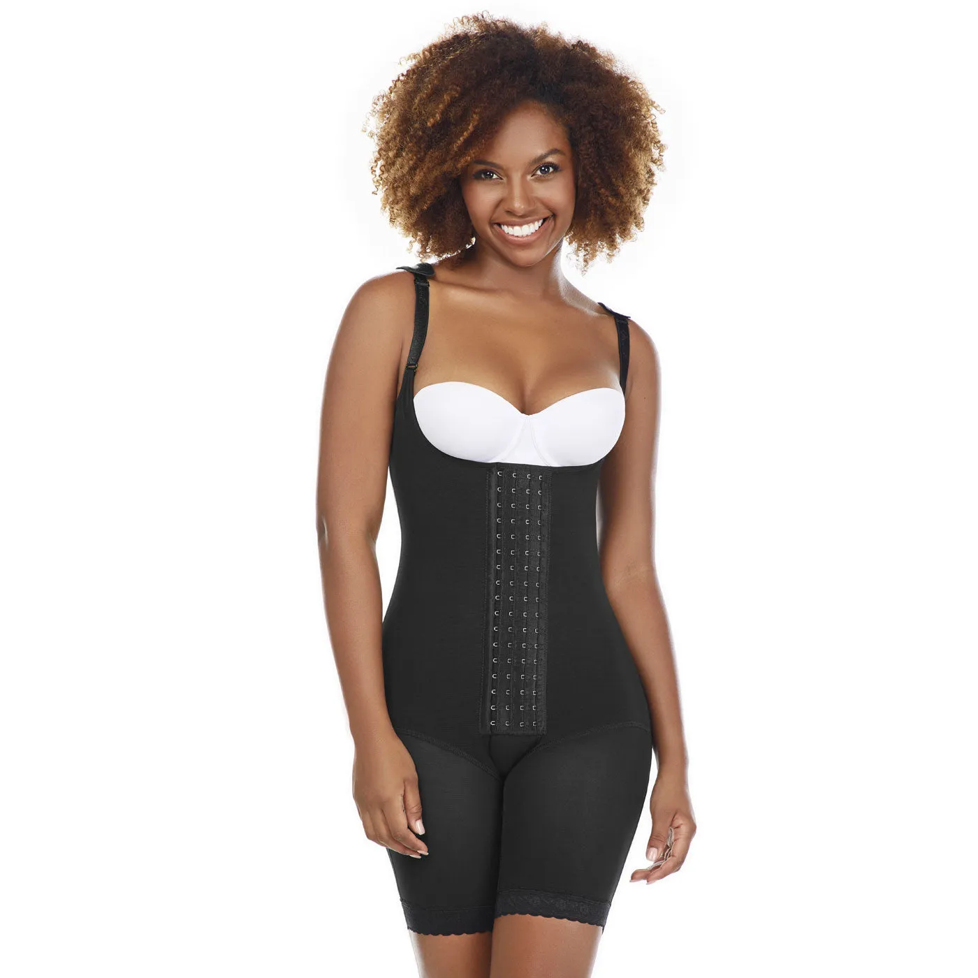 Post-Surgery BBL and Liposuction Faja with High Compression, Open Bust, & Mid-Thigh Length MariaE 9182