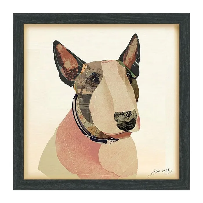 "American Bull Terrier" Dimensional Collage Framed Graphic Art Under Glass Wall Art