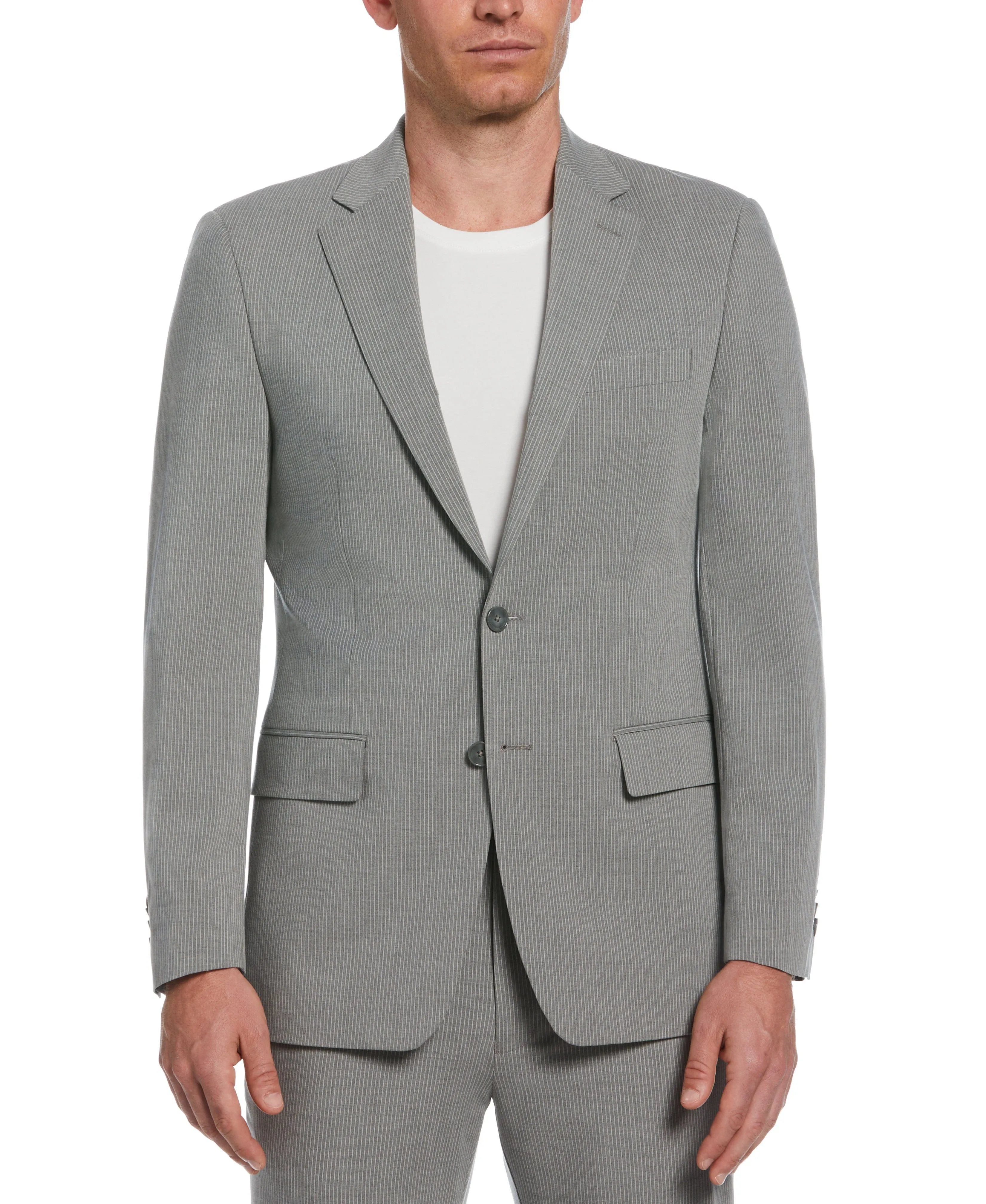 Slim Fit Grey Pinstripe Stretch Suit