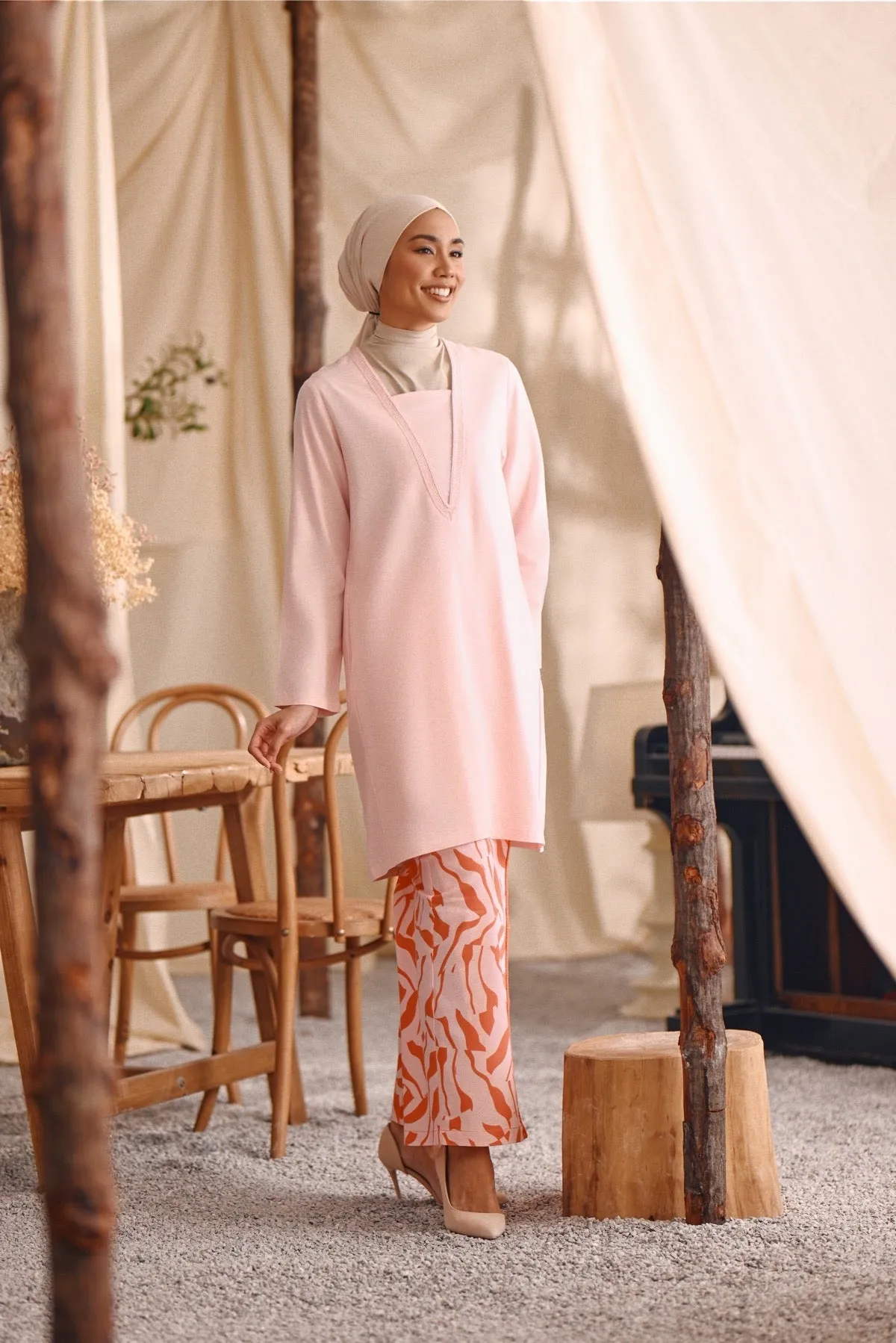 The Bayu Women Kurung Top - Pink