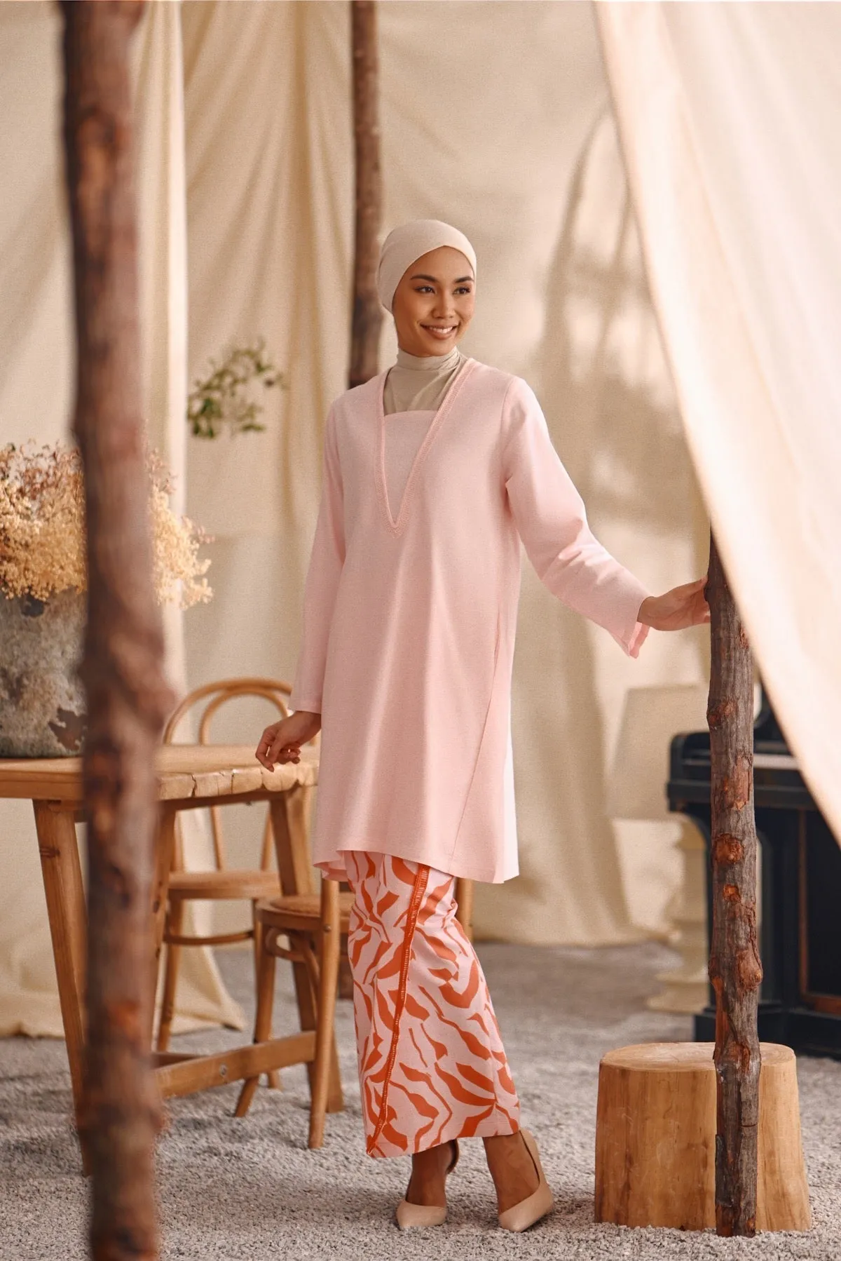 The Bayu Women Kurung Top - Pink
