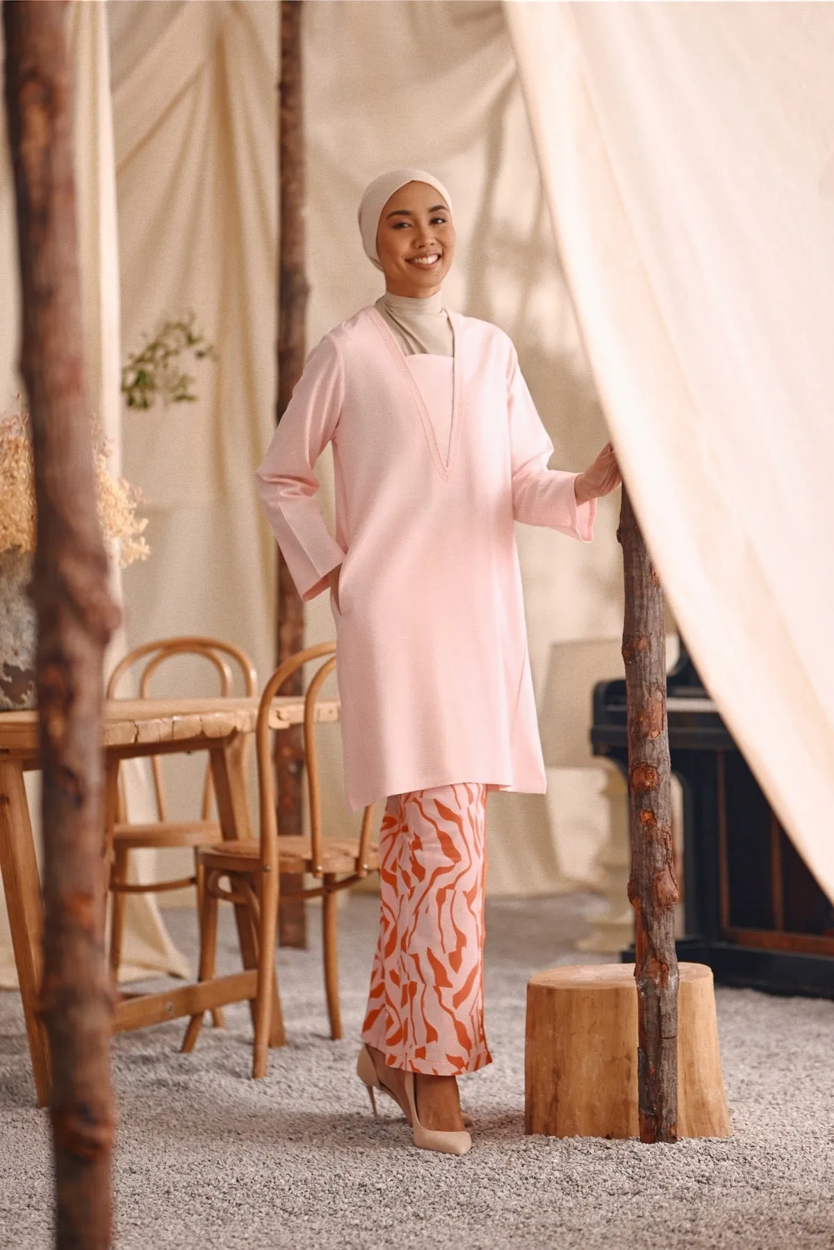 The Bayu Women Kurung Top - Pink