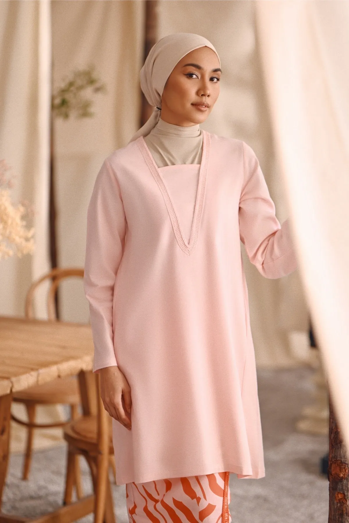 The Bayu Women Kurung Top - Pink