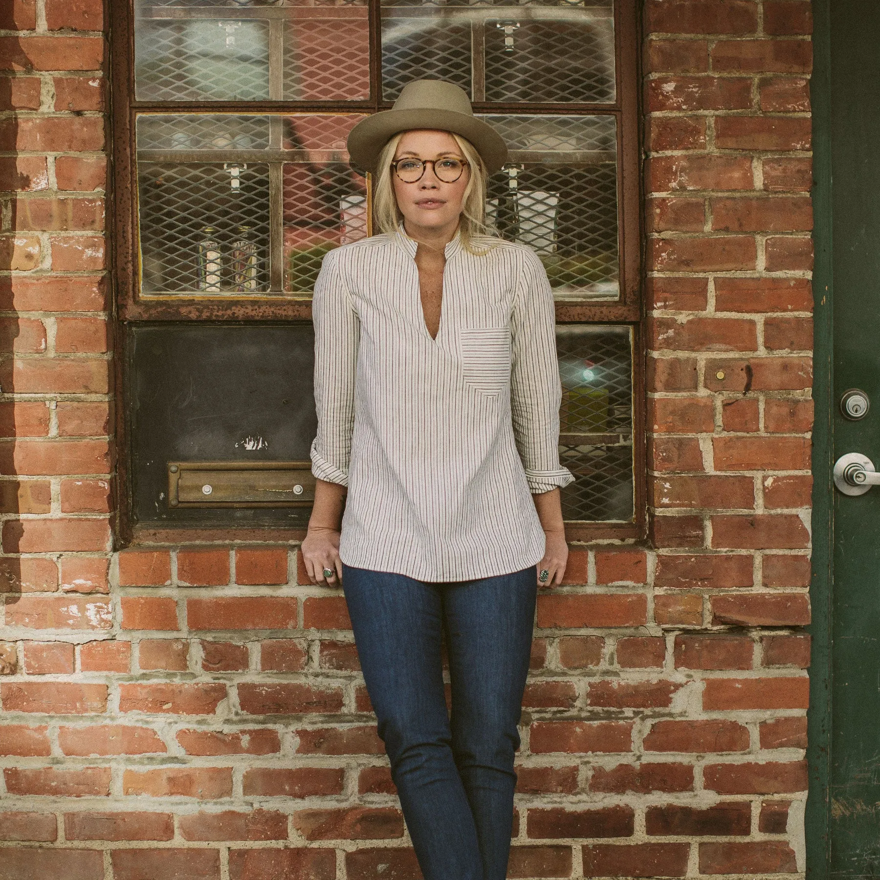 The Edie Popover in French Ticking Stripe