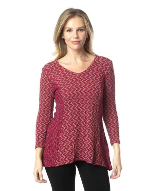 Tianello "Silvia" Taupe Knit Jacquard "Peyton" Tunic-Raspbarry