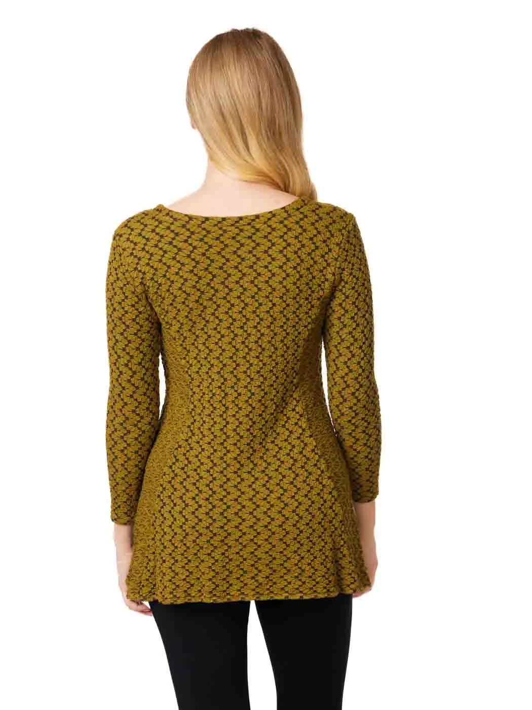 Tianello "Silvia" Taupe Knit Jacquard "Peyton" Tunic