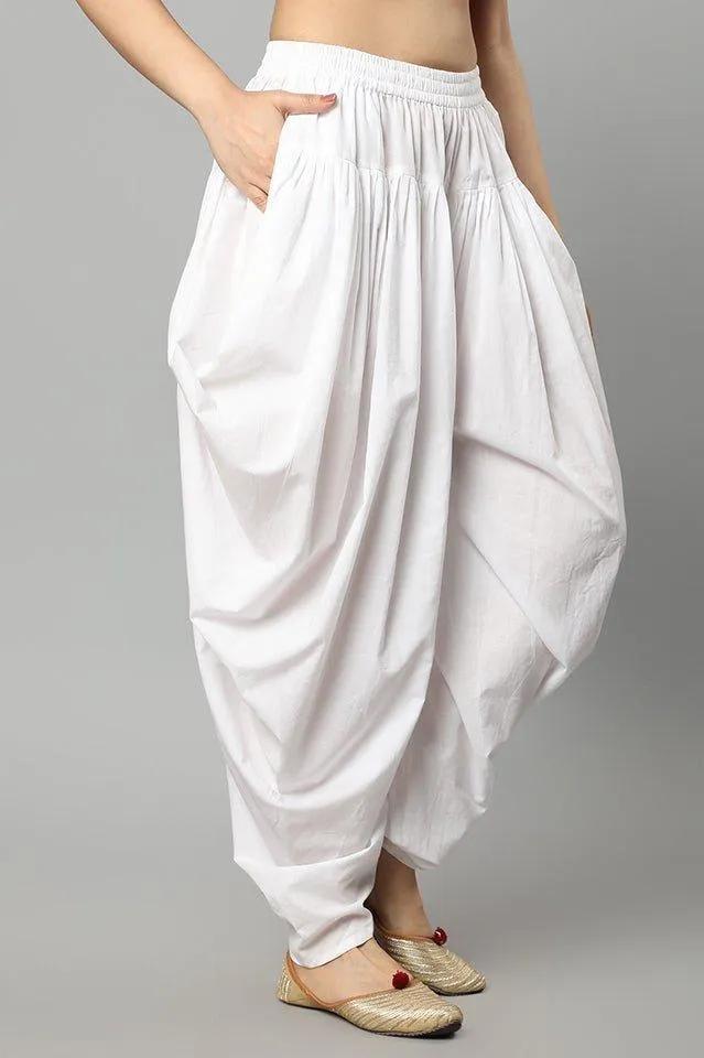 White Cotton Dhoti Pants