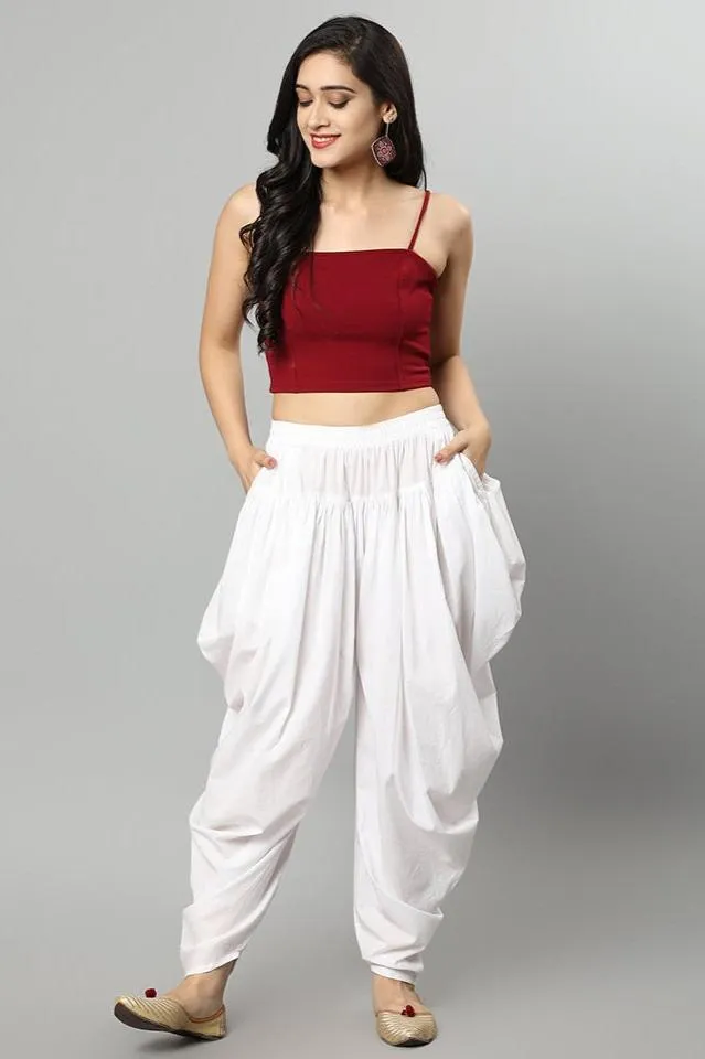 White Cotton Dhoti Pants